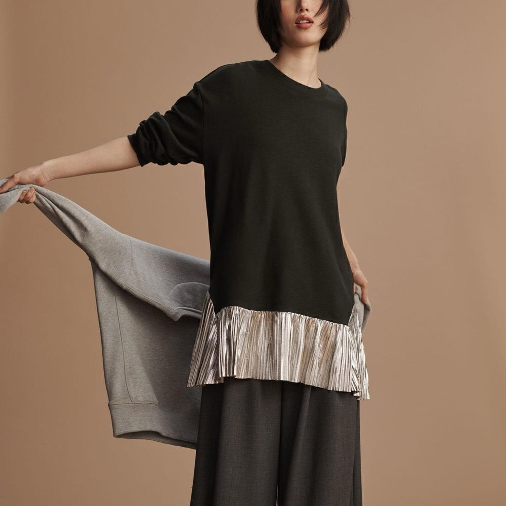 Anthropologie Pilcro Metallic Twofer Tunic Blouse LP